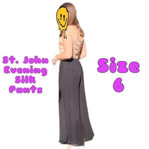 Clothing - St. John Evening Black Silk Wide-Leg Pants Size 6